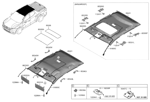 2022 Hyundai Santa Cruz WIRING ASSY-ROOF Diagram for 91810-K5970