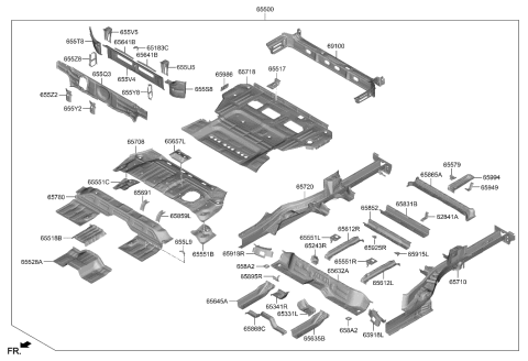 2023 Hyundai Santa Cruz REINF-RR FLOOR FR Diagram for 65518-K5000