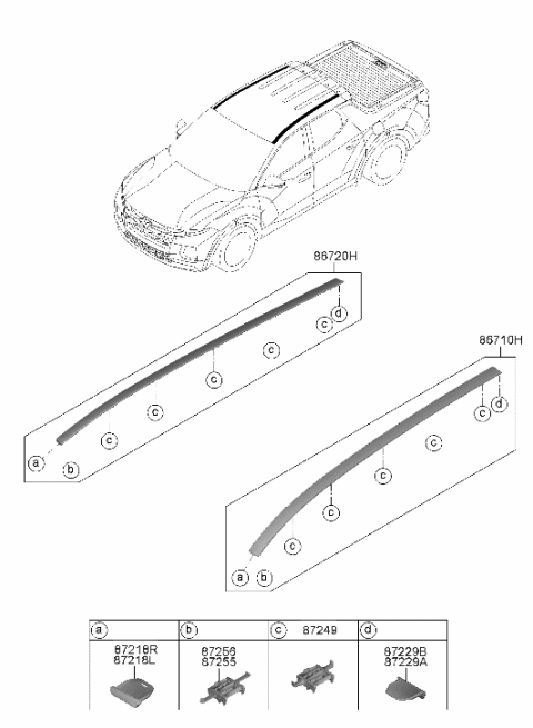 2023 Hyundai Santa Cruz FRT END PIECE-R/MLDG,RH Diagram for 87243-K5100