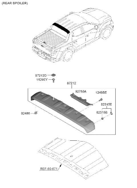 2023 Hyundai Santa Cruz Roof Garnish & Rear Spoiler Diagram 3