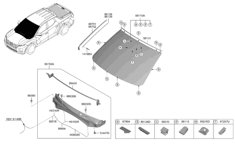 2023 Hyundai Santa Cruz Glass Assy-Windshield Diagram for 86110-CW030