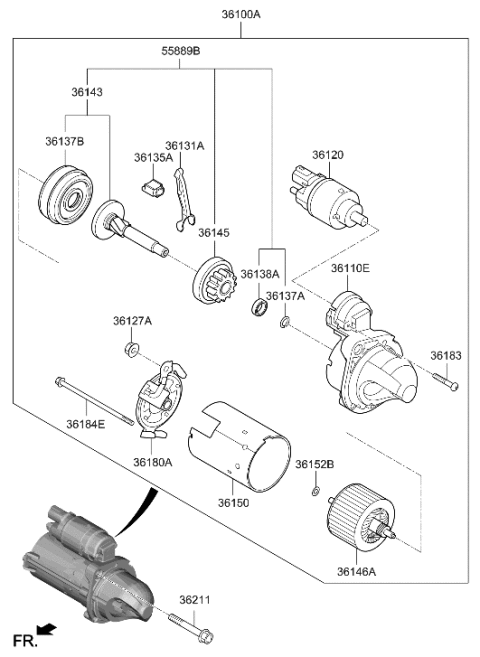 2022 Hyundai Santa Cruz Rear Bracket Assembly Diagram for 36180-2S000