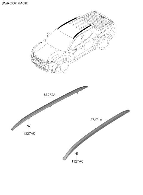 2023 Hyundai Santa Cruz RACK ASSY-ROOF,RH Diagram for 87280-K5000-CA