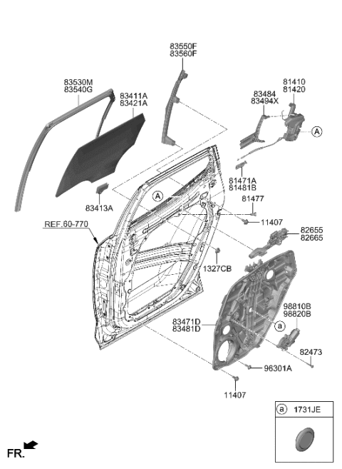 2023 Hyundai Santa Cruz Motor Assembly-Power WDO Reg RR,LH Diagram for 83450-N9000