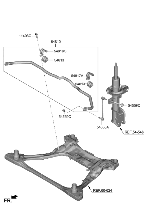 2023 Hyundai Sonata Hybrid BAR ASSY-FR STABILIZER Diagram for 54810-K5000