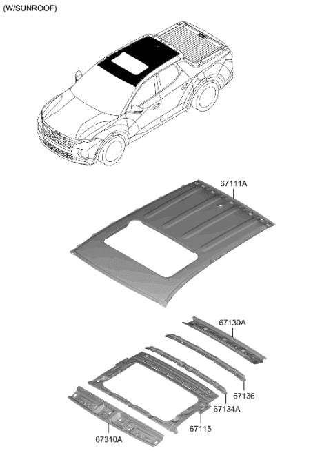 2023 Hyundai Santa Cruz Roof Panel Diagram 2
