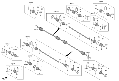 2022 Hyundai Sonata Hybrid Joint Kit-Rear Diff Side Diagram for 496A3-CW000