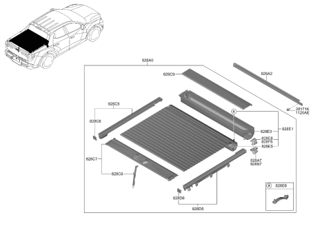 2023 Hyundai Sonata Hybrid HDL & LATCH ASSY-TONNEAU Diagram for 828C7-K5000