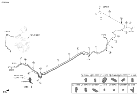 2022 Hyundai Santa Cruz Holder-Fuel Tube Diagram for 31357-P2500