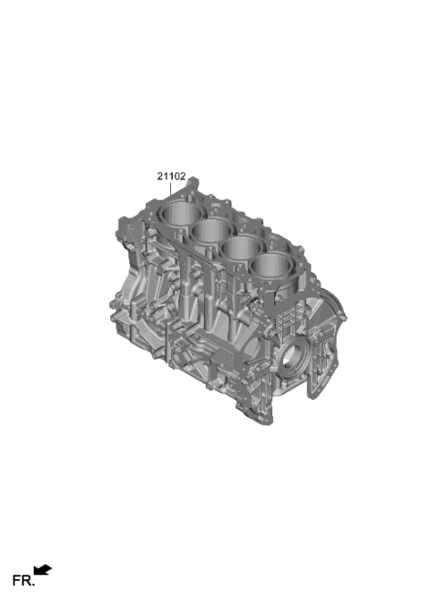 2022 Hyundai Santa Cruz Engine Assembly-Short Diagram for 09HB2-2SK01