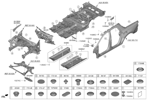 2023 Hyundai Santa Cruz UNDER COVER ASSY,LH Diagram for 84217-K5000