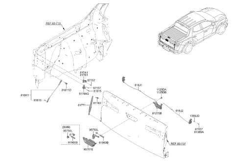 2022 Hyundai Santa Cruz SWITCH ASSY-TAIL GATE Diagram for 81821-K5000