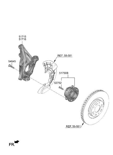 2022 Hyundai Sonata Hybrid KNUCKLE-FRONT AXLE,RH Diagram for 51711-R5500