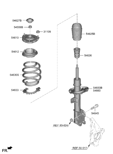 2022 Hyundai Santa Cruz SPRING-FR Diagram for 54630-K5100