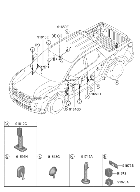 2022 Hyundai Santa Cruz WIRING ASSY-FR DR(DRIVER) Diagram for 91600-K5650