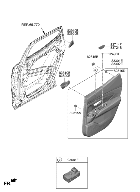 2023 Hyundai Santa Cruz HANDLE ASSY-REAR DOOR INSIDE,R Diagram for 83620-K5000-LS5