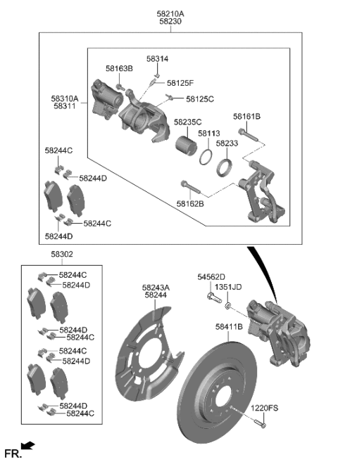 2023 Hyundai Santa Cruz BRAKE ASSY-RR WHEEL,RH Diagram for 58230-K5000