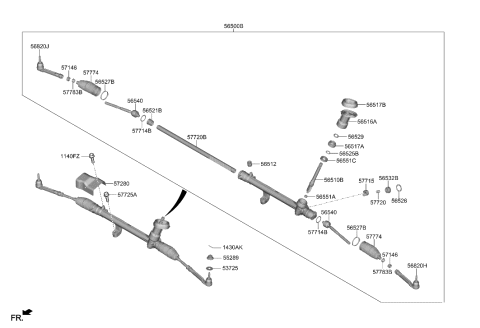 2022 Hyundai Sonata Hybrid Yoke Assembly-Rack Support Diagram for 57715-M5000