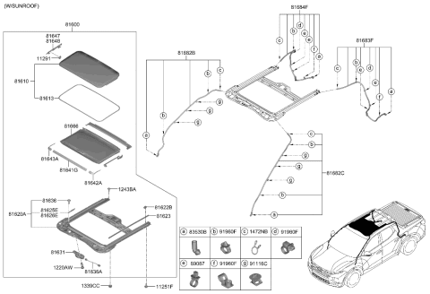 2023 Hyundai Santa Cruz Sunroof Diagram 1