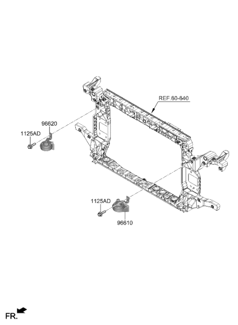 2022 Hyundai Santa Cruz HORN ASSY-HIGH PITCH Diagram for 96621-K5000