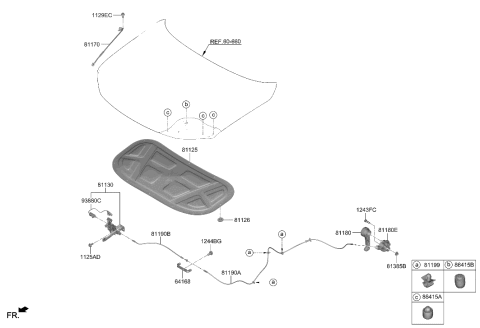 2022 Hyundai Santa Cruz CABLE ASSY-HOOD LATCH RELEASE Diagram for 81190-K5000