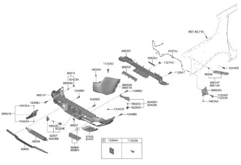 2022 Hyundai Sonata Hybrid LAMP ASSY-REAR FOG & R/REFL,LH Diagram for 92405-K5000