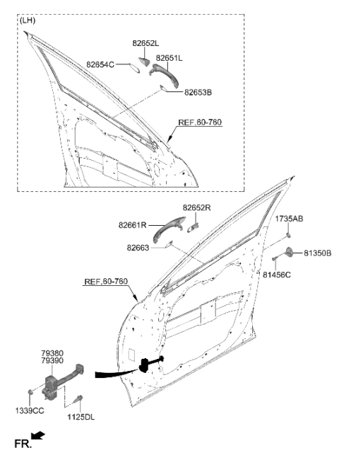 2023 Hyundai Santa Cruz COVER-FR DR O/S HDL LH Diagram for 82652-K5100-CA