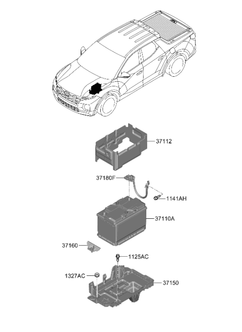 2023 Hyundai Santa Cruz Battery & Cable Diagram