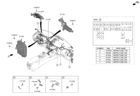 2006 Hyundai Accent JUNCTION BOX ASSY-I/PNL Diagram for 91907-L1530