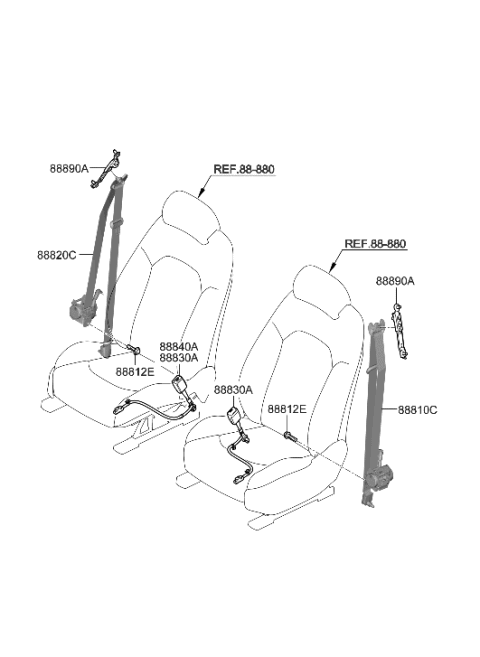 2006 Hyundai Accent BUCKLE ASSY-FR S/BELT,LH Diagram for 88830-L5650-YTH