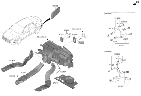 2023 Hyundai Sonata Duct-Rear Heating,RH Diagram for 97370-L1000