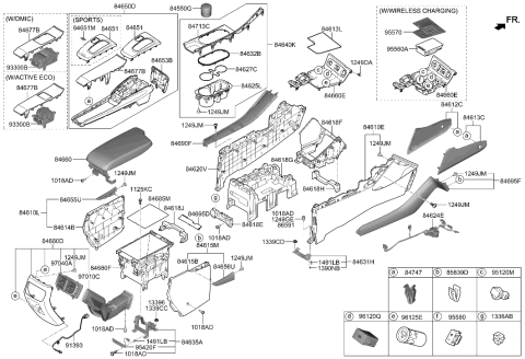 2023 Hyundai Sonata Complete-Console Floor Switch Diagram for 93300-L1880-PEE