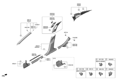 2023 Hyundai Sonata TRIM ASSY-RR PILLAR RH Diagram for 85860-L1000-YTH