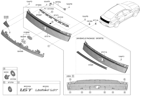 2023 Hyundai Sonata MOULDING Sub Assembly-Back Panel Diagram for 87380-L1011