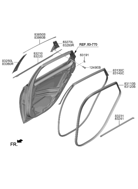 2023 Hyundai Sonata GARNISH Assembly-RR Dr FR Frame,LH Diagram for 83250-L1010