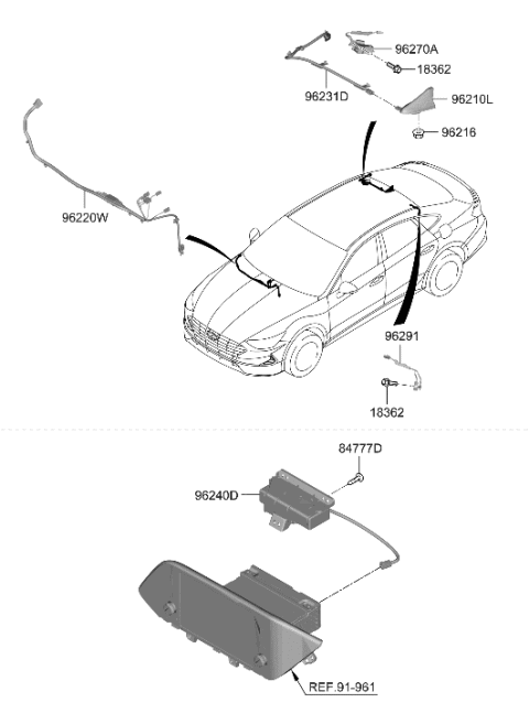 2006 Hyundai Accent Antenna Assembly-Combination Diagram for 96210-L5000-EB