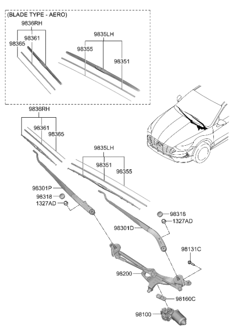 2023 Hyundai Sonata Windshield Wiper Diagram