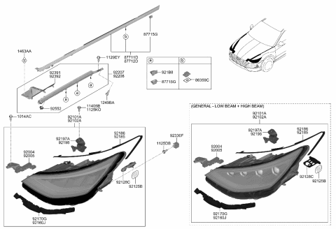 2023 Hyundai Sonata Lamp Bracket-Head,RH Diagram for 92152-L1000