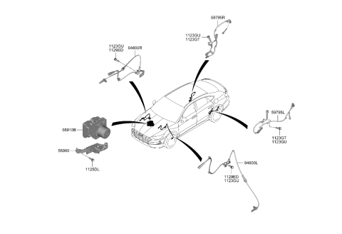 2023 Hyundai Sonata Brake Hydraulic Unit Assembly Diagram for 58910-L0100