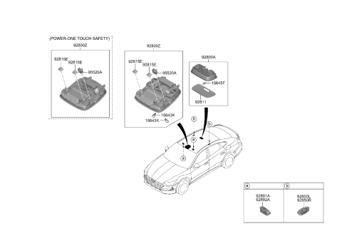 2023 Hyundai Sonata LAMP ASSY-OVERHEAD CONSOLE Diagram for 92810-L5180-MMH