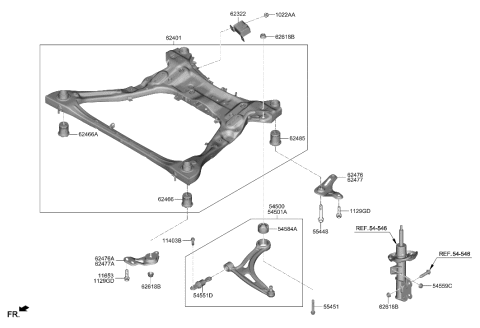 2006 Hyundai Accent CROSSMEMBER COMPL Diagram for 62405-L1900