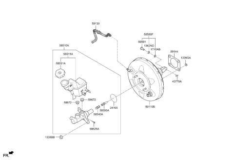 2023 Hyundai Sonata Brake Master Cylinder & Booster Diagram 1