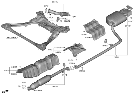 2006 Hyundai Accent MUFFLER ASSY-FRONT Diagram for 28610-L1800