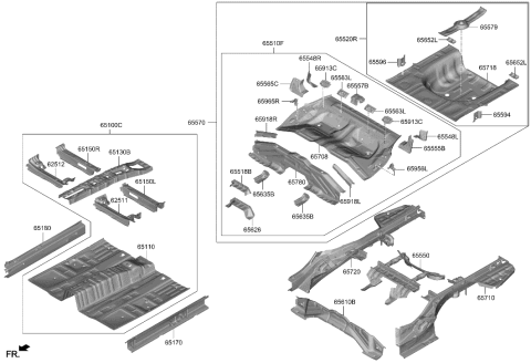 2006 Hyundai Accent Member Assembly-Rear Floor,Ctr Diagram for 65630-L1010
