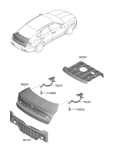 2023 Hyundai Sonata Back Panel & Trunk Lid Diagram