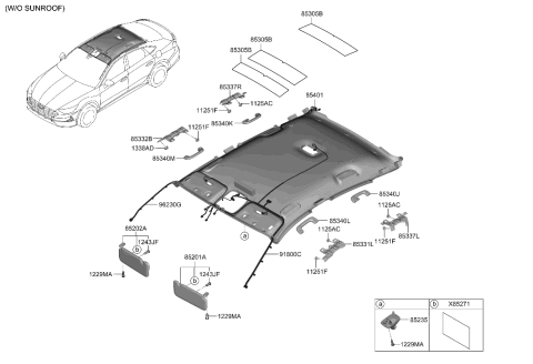 2023 Hyundai Sonata Sunvisor & Head Lining Diagram 1
