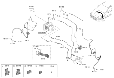 2006 Hyundai Accent Hose-Brake Front,RH Diagram for 58732-L1000