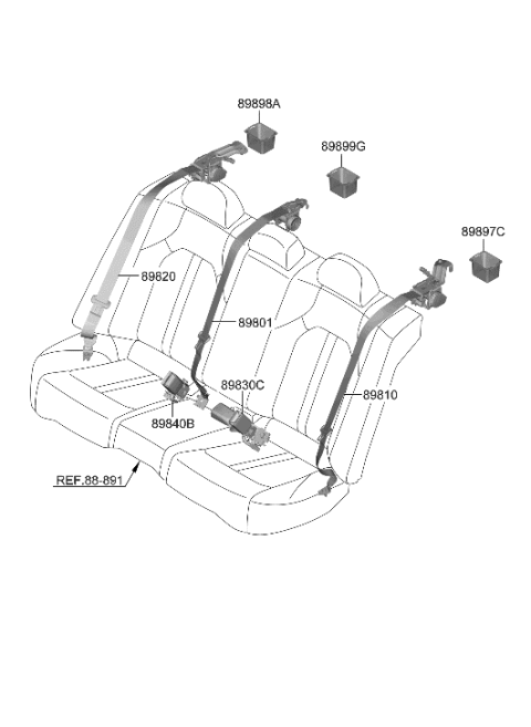 2006 Hyundai Accent S/Belt Assy-RR,Lh Diagram for 89810-L5000-NNB