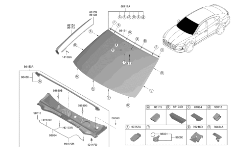 2006 Hyundai Accent GLASS-WINDSHIELD Diagram for 86111-L1AF0