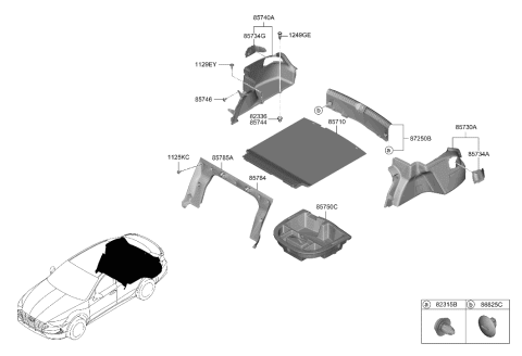 2023 Hyundai Sonata Cover-Luggage Side,LH Diagram for 85734-L1000-NNB